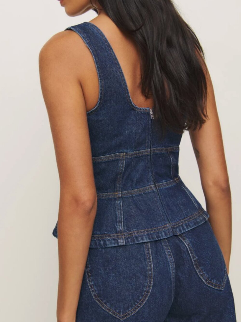 Reformation x Kacey Musgraves Dallas Organic Cotton Blend Denim Corset Top - Picture 3 of 6